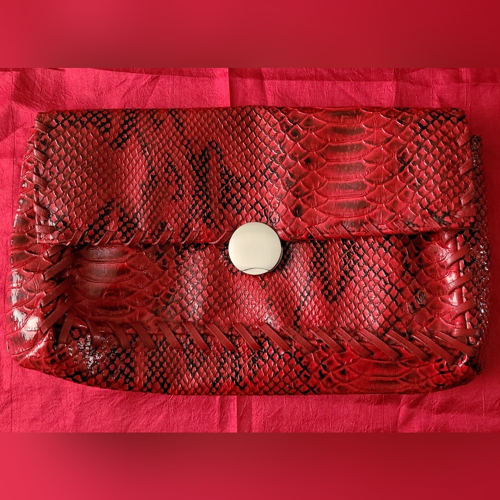 Animal print patent clutch